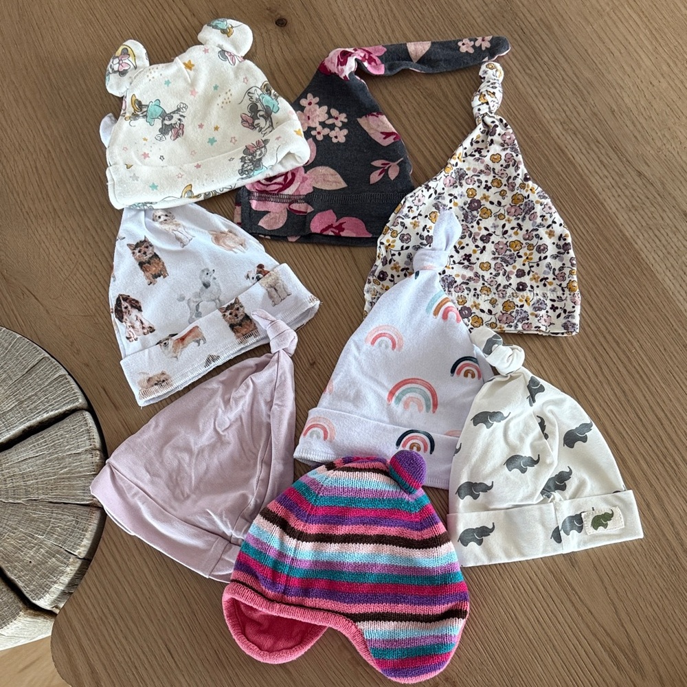 Bundle of 8 Beanies ((Newborn to 3 mos)